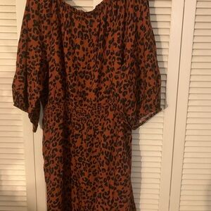 Knox Rose Brown Leopard Print Long Sleeve Dress